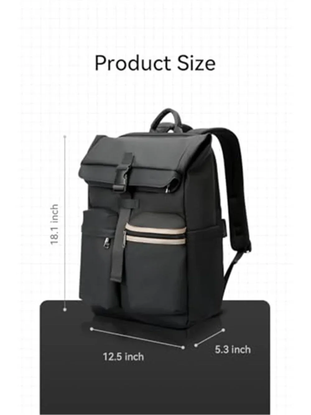 Roll Top Laptop Backpack Expandable Travel Business Water Resistant 15.6 Inch